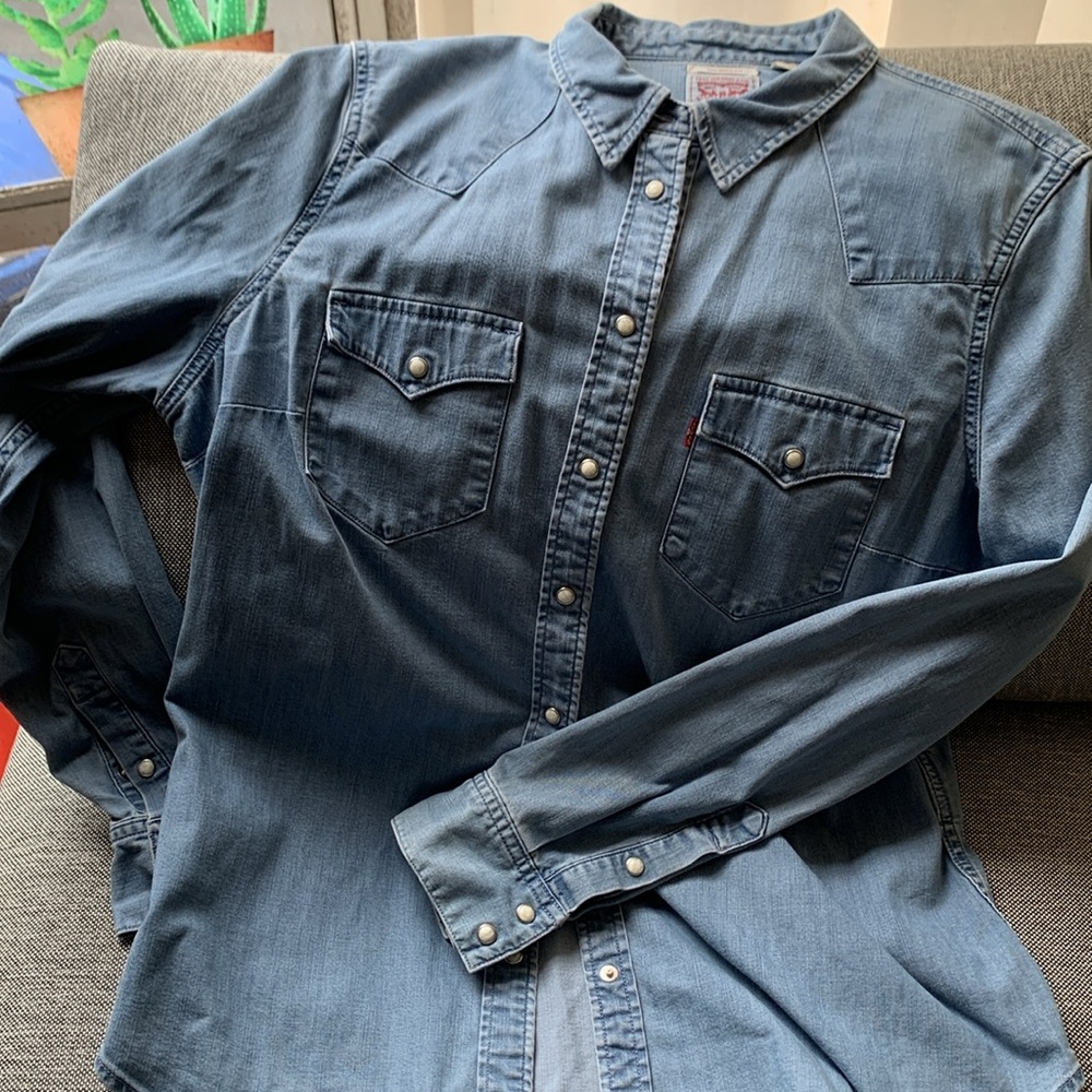 Levi’s denim snap closure shirt, XL - Picture 6 of 7